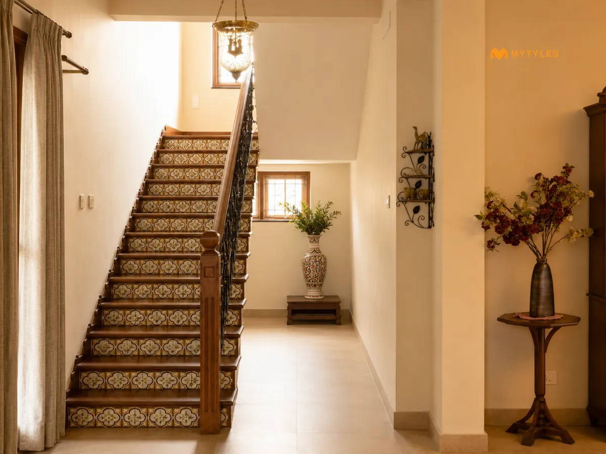 Crafted Staircase with Athangudi Risers